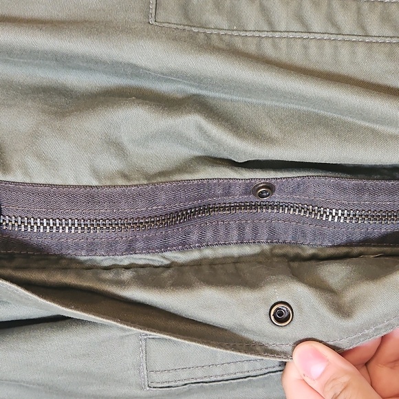 Gap XS Oversized Khaki Green Military Jacket Parka Trench Coat Fishtail - Picture 4 of 7